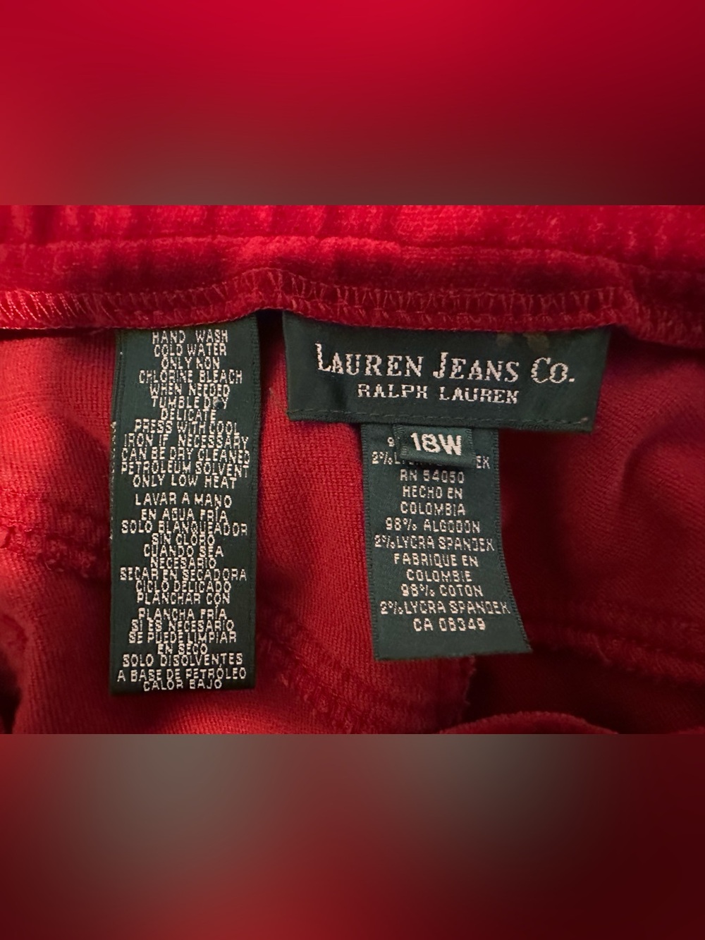 Vintage Ralph Lauren Corduroy Jeans Plus Size 18W - Picture 4 of 16